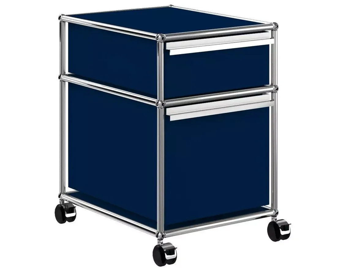 유에스엠 할러 1x2 컨테이너 위드 휠 잠금가능 (2-drawer W42 x H61) - 스틸 블루 04352